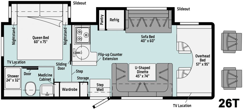 Floorplans in the Winnebago Minnie Winnie and Spirit