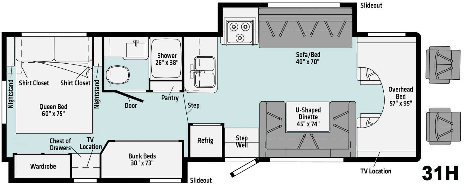 Floorplans in the Winnebago Minnie Winnie and Spirit